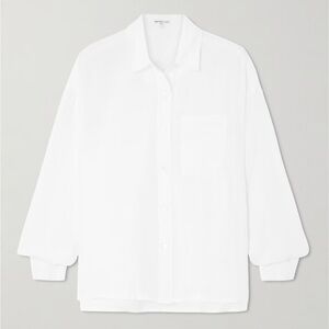 James Perse White 109% Linen Casual Oversized Button Down Shirt Large